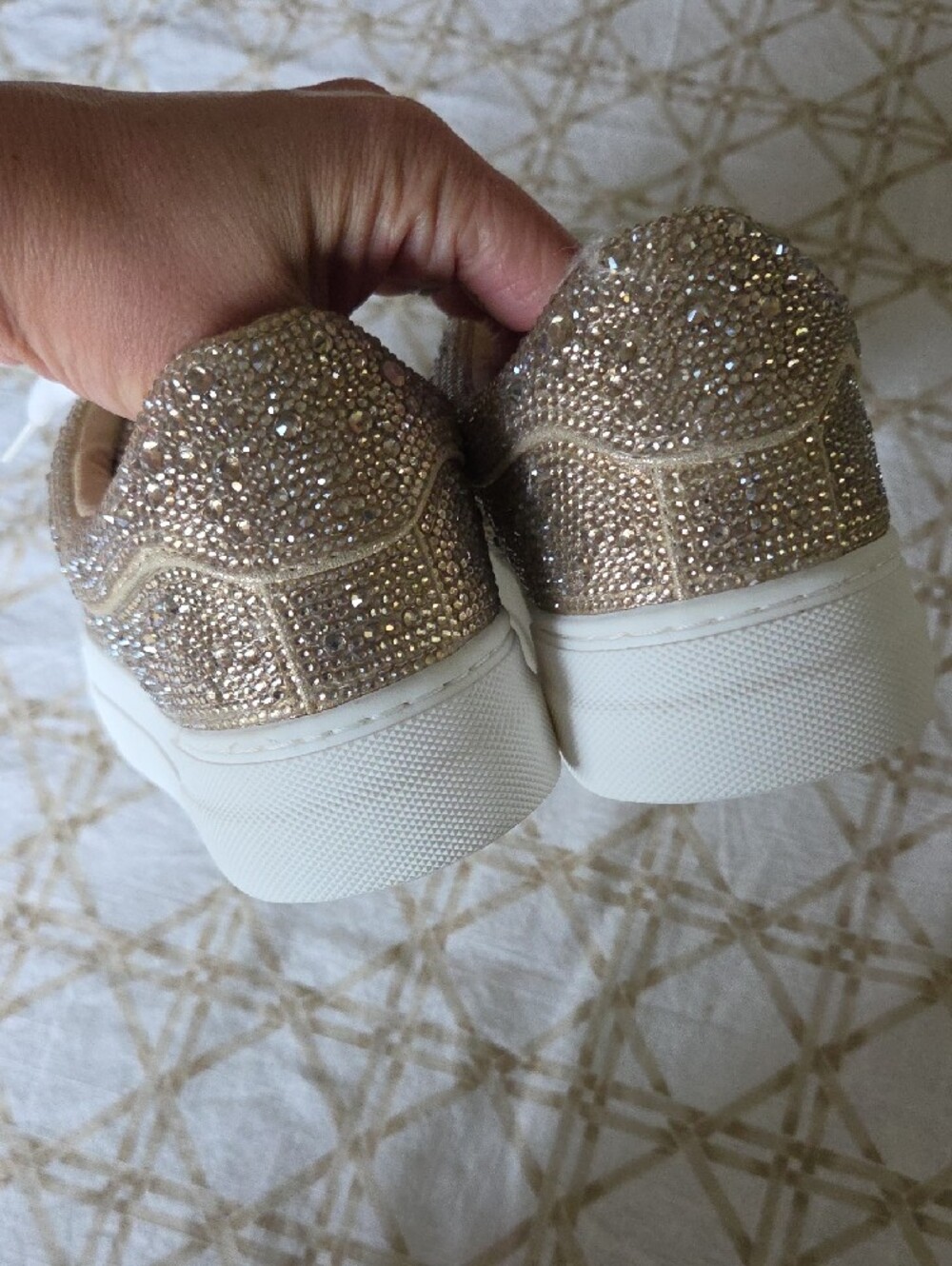 Betsey Johnson Gold Crystal Lace-Up Sneakers - Picture 4 of 4